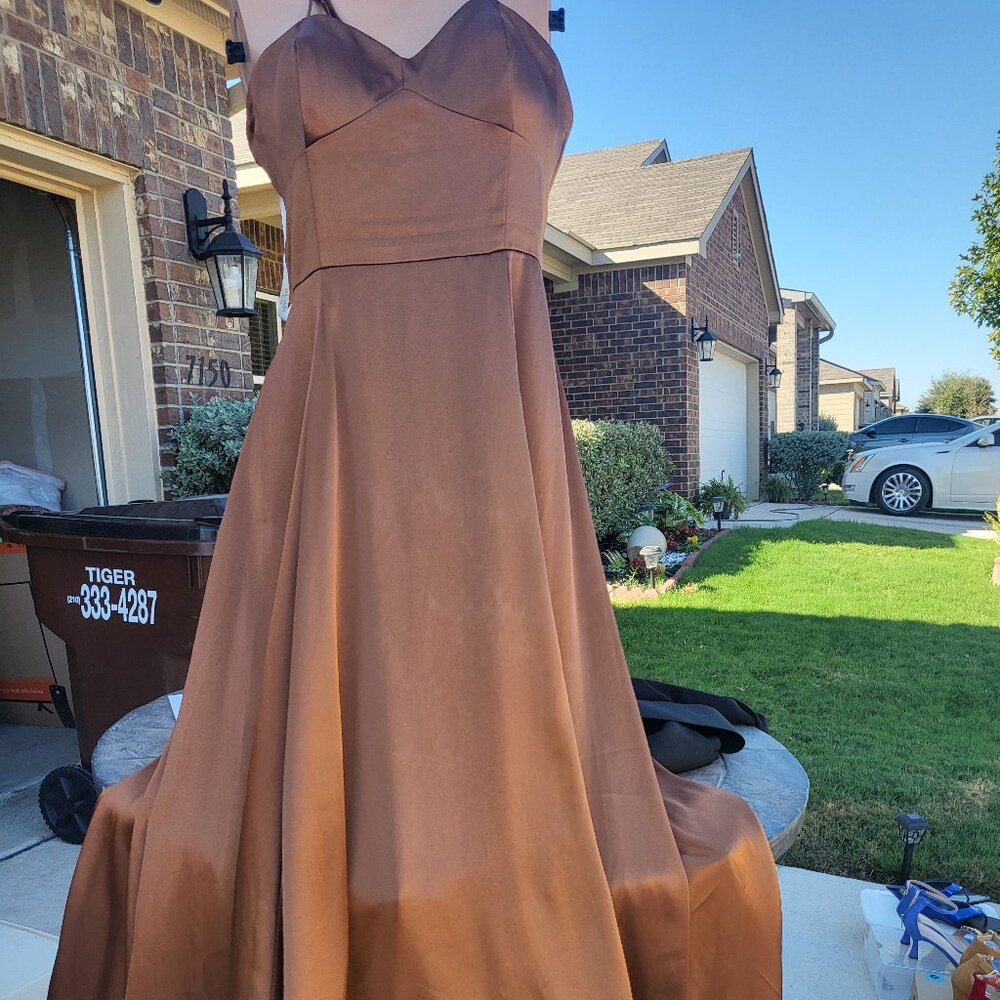 Long Satin Halter Dress